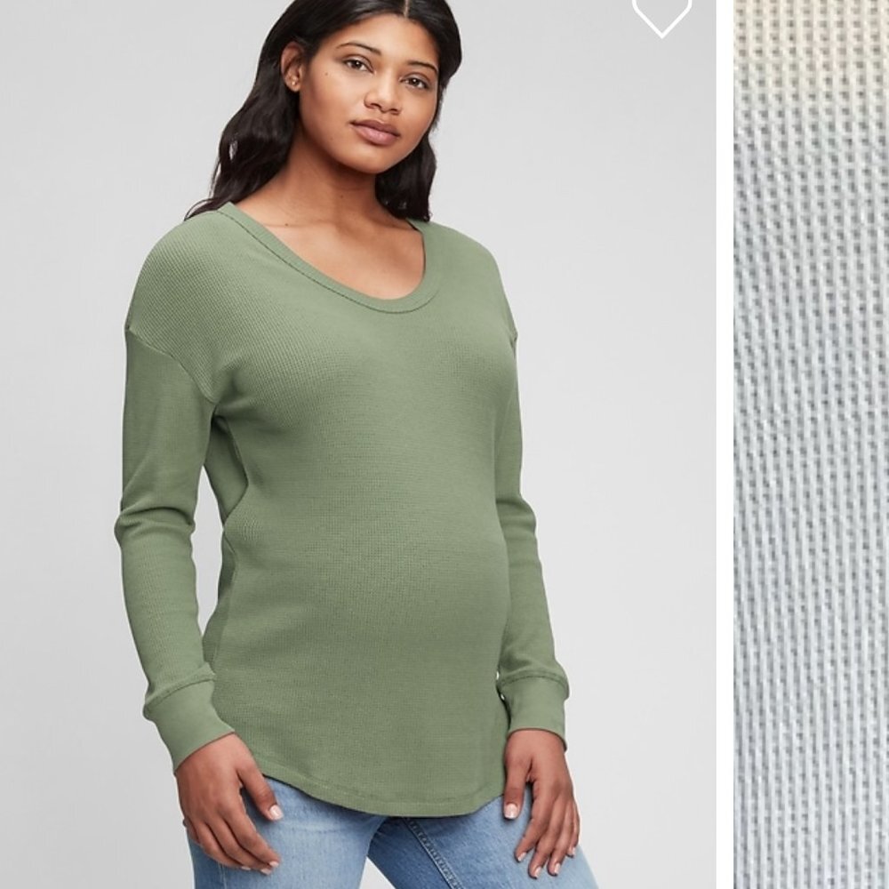 GAP Maternity Waffle Tunic Shirt Ivory Frost Size L